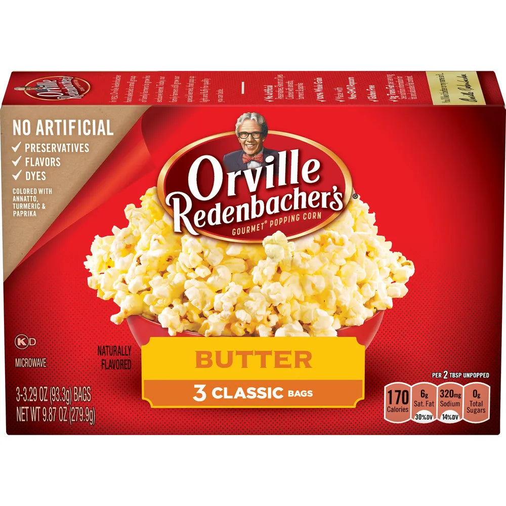 Orville Redenbacher's Butter Microwave Popcorn 3.29 oz 3 Count (Pack of 12)