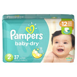 Pampers Baby Dry Diapers Jumbo Pack - Size 2 37Ct 1.55Oz (Pack Of 4)