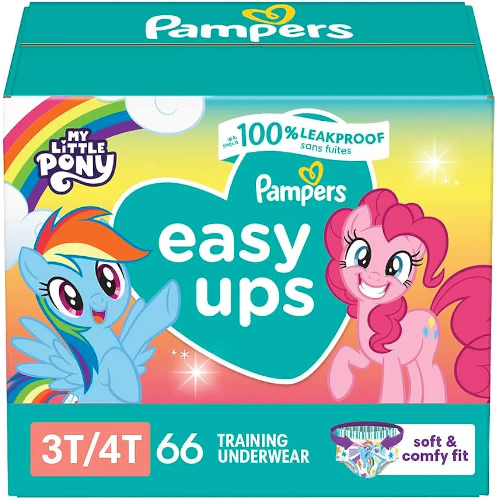 Pampers Easy Ups Training Underwear Girls, 3T-4T Size 5 Diapers, 66 Count 72.64oz (Pack of 1)
