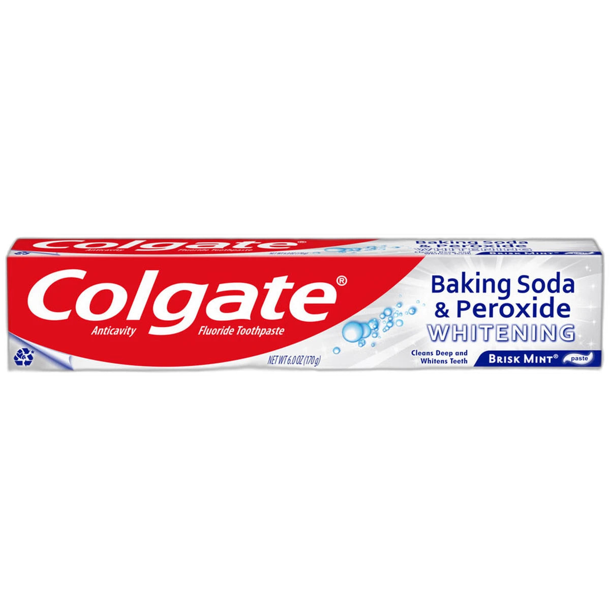 Colgate Anticavity Baking Soda and Peroxide Whitening Bubbles Fluoride Toothpaste Brisk Mint 6Oz (Pack of 24)