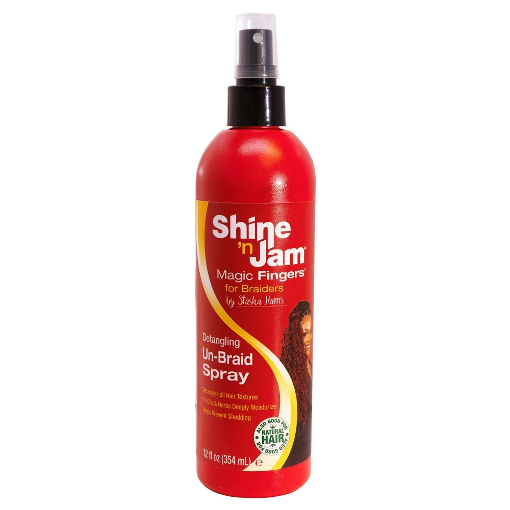 Shine N Jam Magic Fingers Unisex Detangling Moisturizing Un-Braid Spray 12 fl o 12 fl oz (Pack of 6)