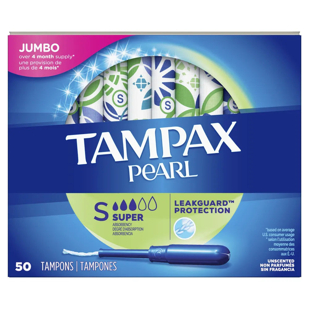 Tampax Pearl Super Unscented Tampons 50 Count 11.2oz (Pack of 6)