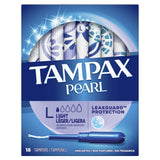 Tampax Pearl Tampons Light Absorbency With Leakguard Braid Unscented 18Count 3.53oz (Pack of 12)