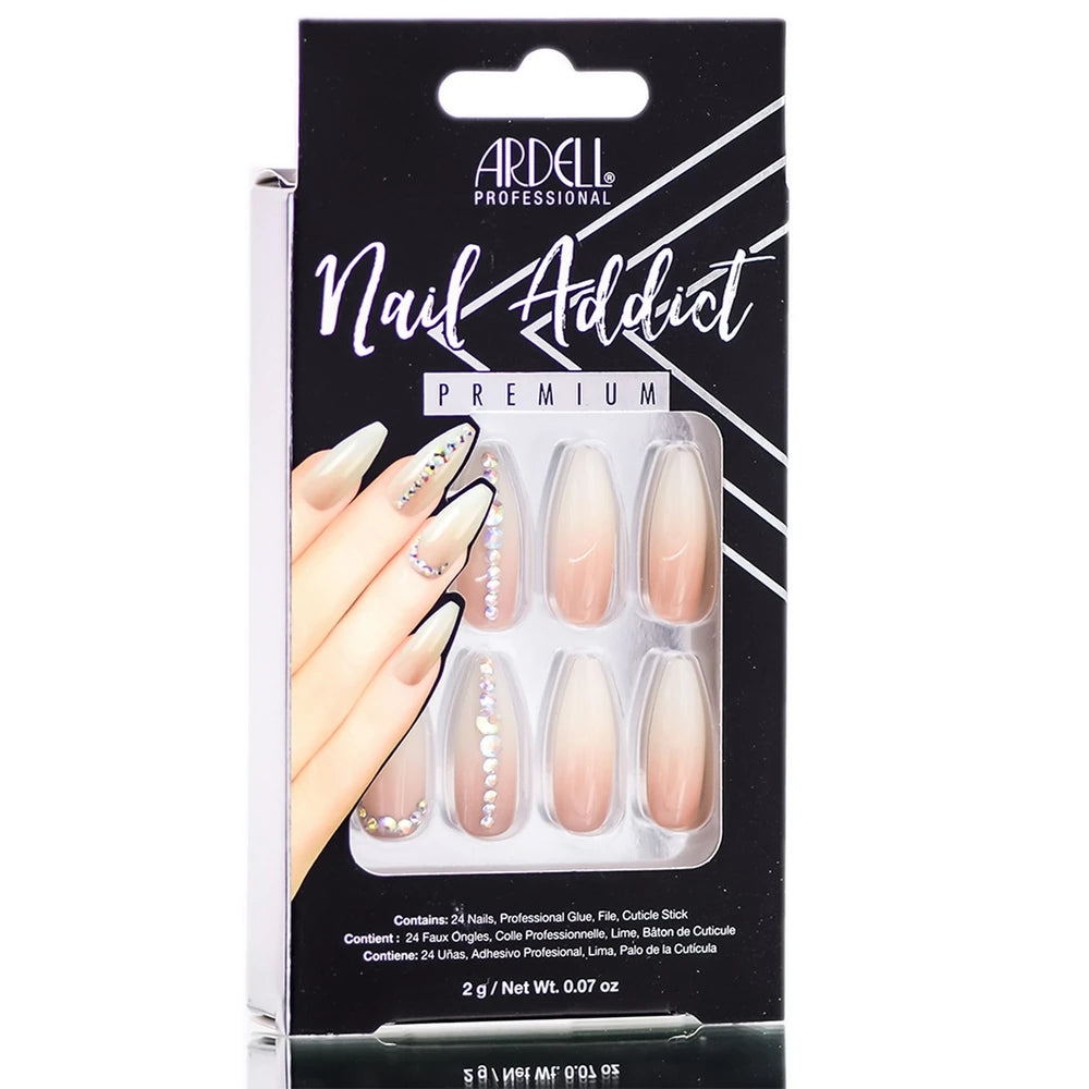 Ardell Nail Addict Premium Artificial Nail Set - Nude Light Crystals 0.07oz (Pack of 72)