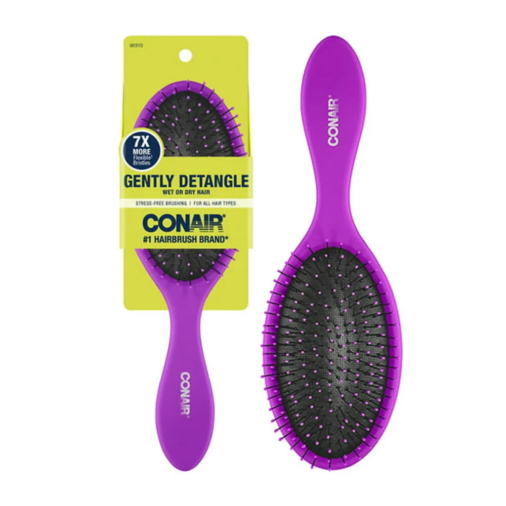 Conair Gentle Detangling Cushion Hairbrush for Wet or Dry Hair Colors Vary 4.59Oz (Pack of 24)