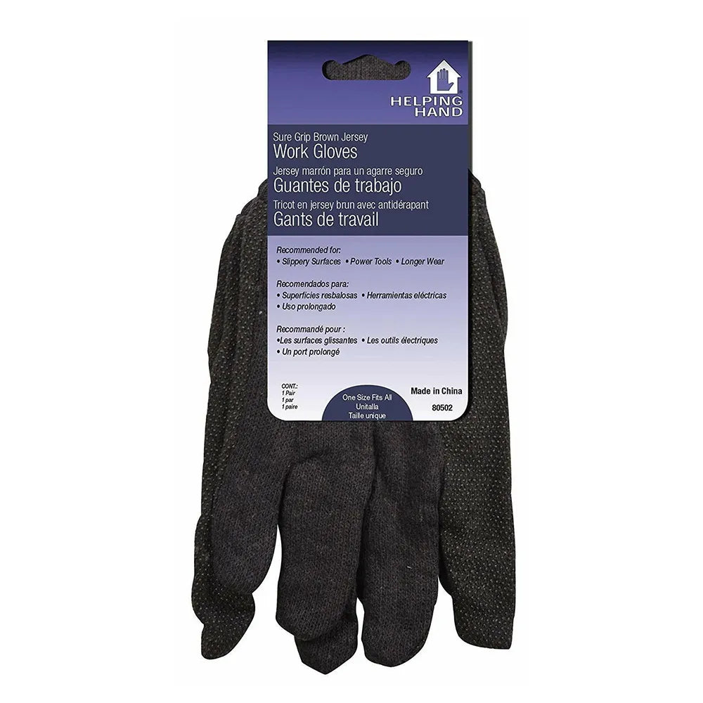 Helping Hands Sure Grip Brown Jersey Work Gloves 0.75oz (Pack of 144)