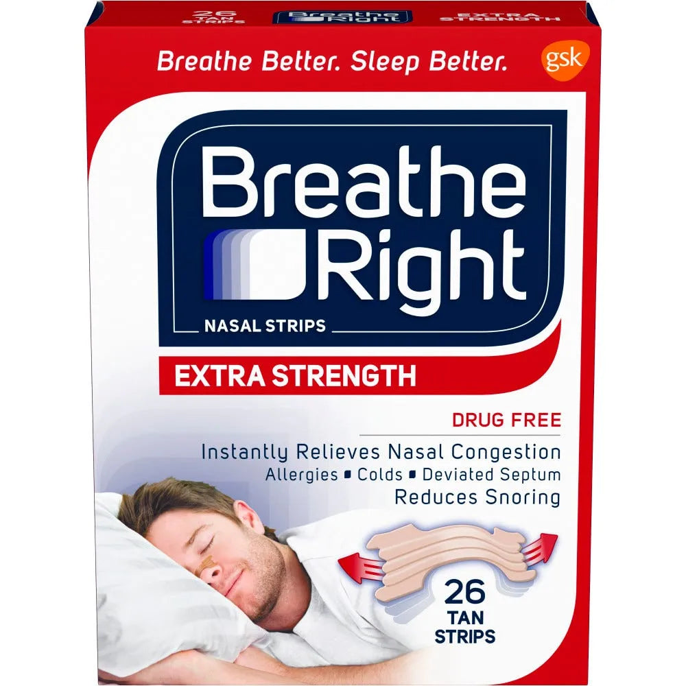 Breathe Right Nasal Strips for Congestion Relief Extra Tan Drug-Free0.71oz (Pack of 24)
