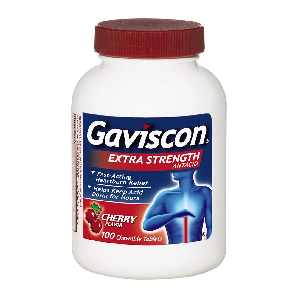 Gaviscon Antacid Extra Strength Cherry Chewable Tablets 12.8oz (Pack of 12)
