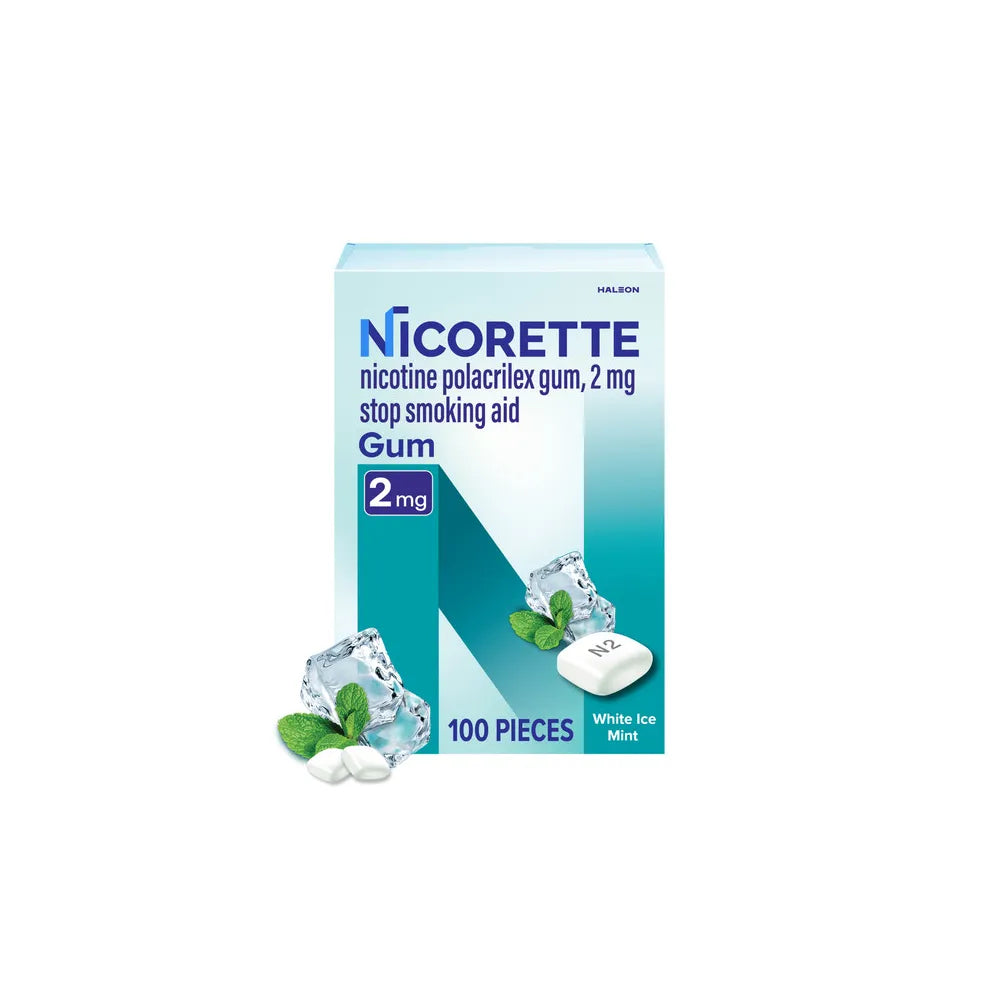 Nicorette 2mg Gum Stop Smoking Aid Fruit Chill 6.33Oz (Pack of 12)