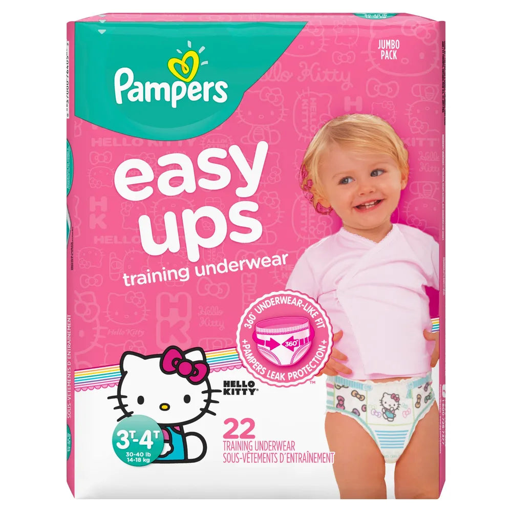 Pampers Easy Ups Girls Training Pants Jumbo Pack 3T to 4T 19.2Oz (Pack of 4)