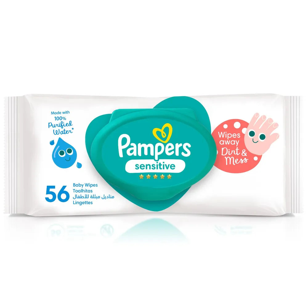 Pampers Sensitive Wipes For Gentle Cleaning 56Ct 15.84Oz (Pack of 8)