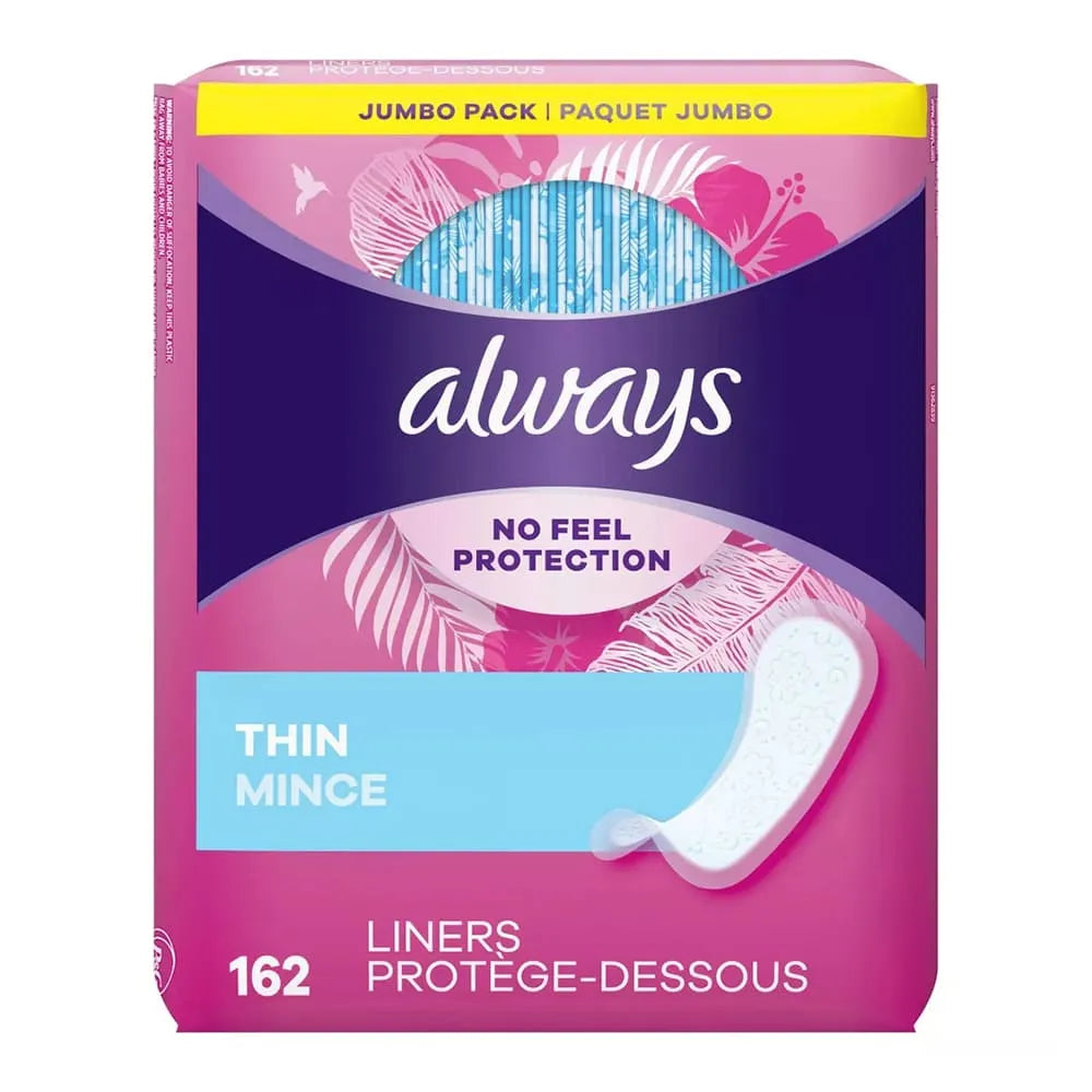 Always Daily Thin Unscented Panty Liners Regular 5.38Oz (Pack of 6)