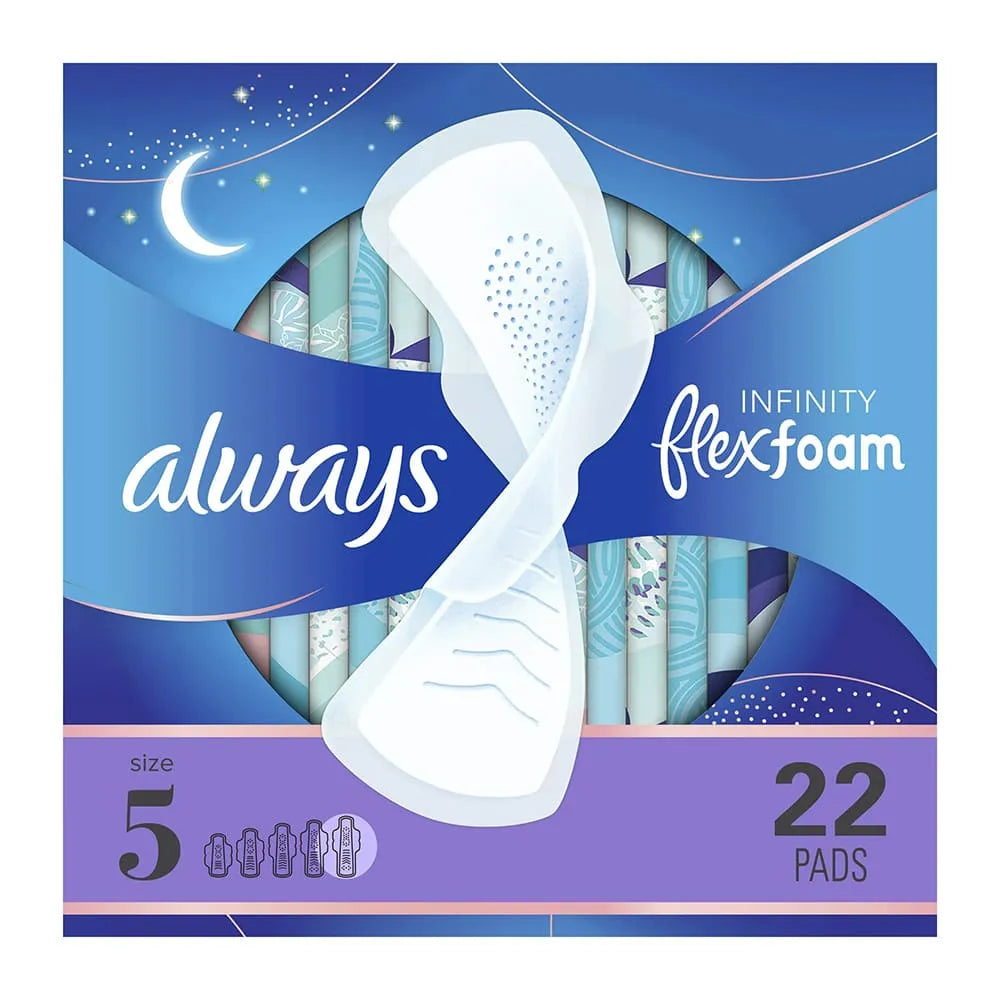 Always Infinity Overnight Pads Winged Unscented Size 5 7.04Oz (Pack of 6)