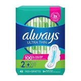 Always Ultra Thin Pads Size 2 Long Absorbency Unscented With Wings 8.6Oz (Pack of 6)