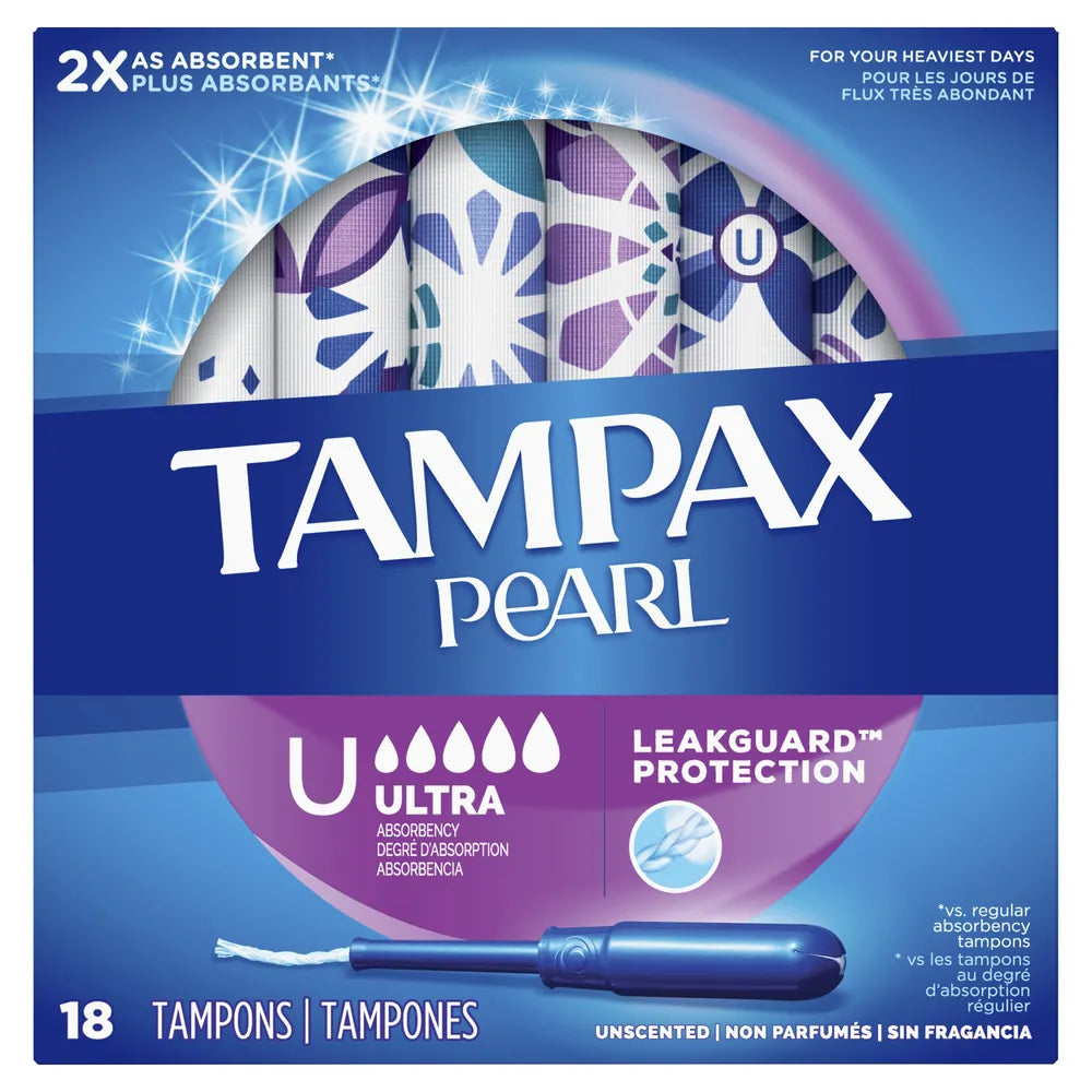 Tampax Pearl Plastic Tampons Ultra Absorbency Unscented (Pack of 12)