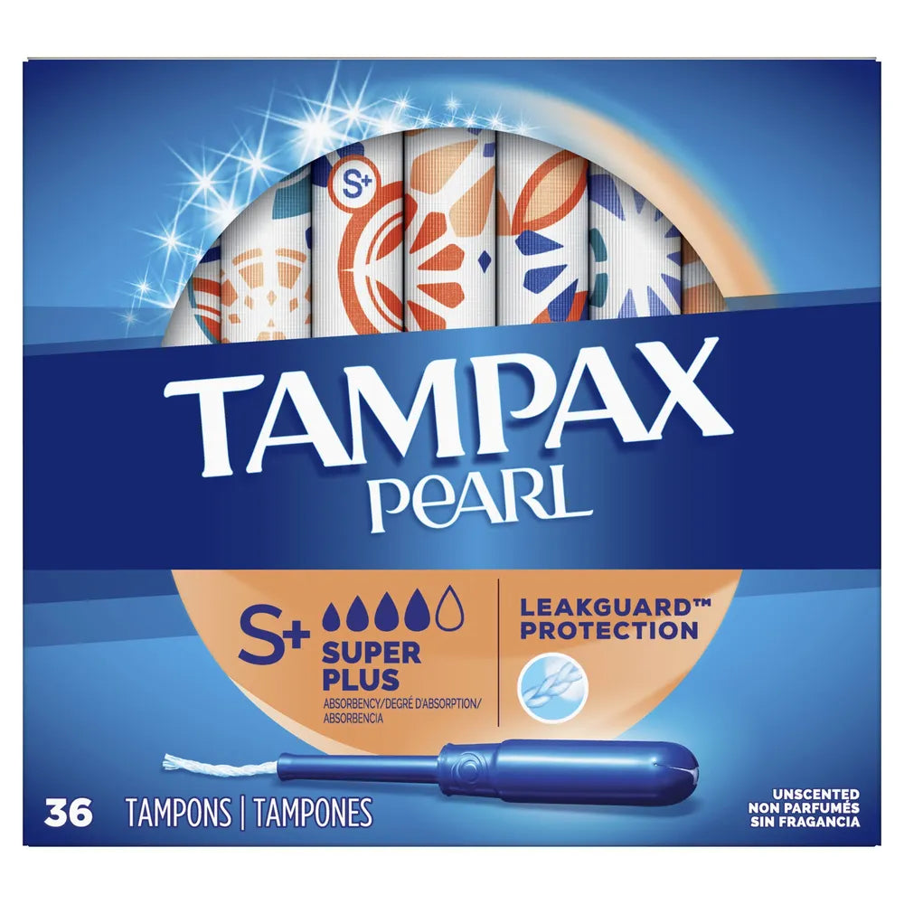 Tampax Pearl Super Plus Unscented Plastic Tampons 10.4Oz (Pack of 12)