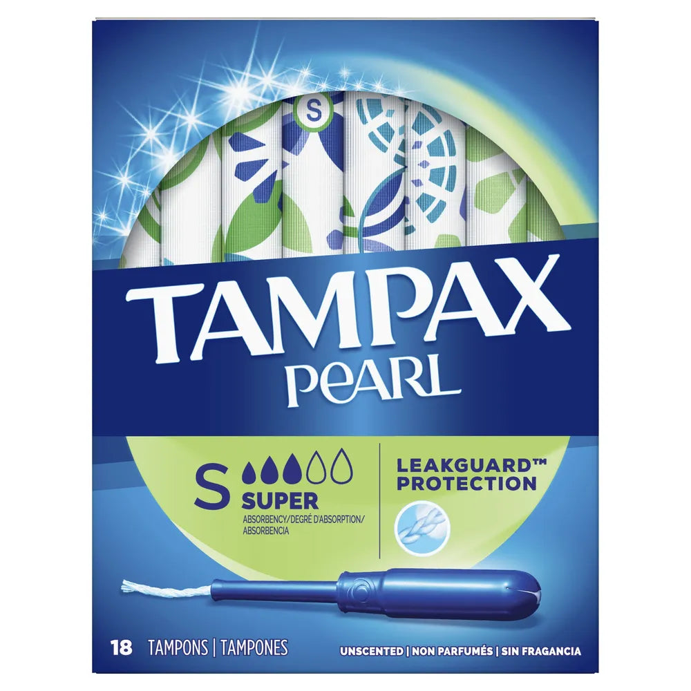 Tampax Pearl Tampons With Plastic Applicator Super Absorbency Unscented 18Ea 4.66Oz (Pack of 12)