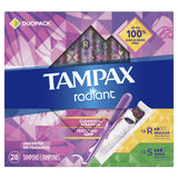 Tampax Radiant Duopack Regular/Super Absorbency Unscented Plastic Tampons (Pack of 6)