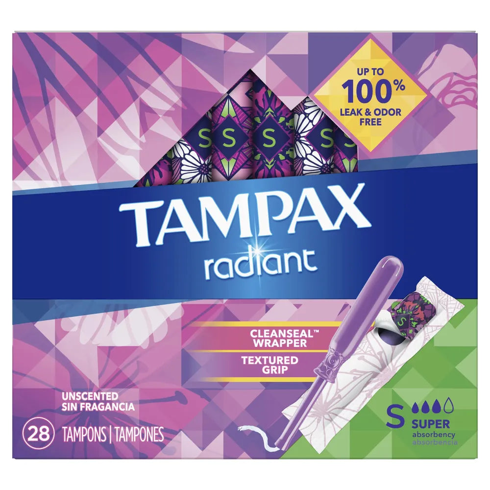 Tampax Radiant Super Absorbency Tampons 9.07Oz (Pack of 6)