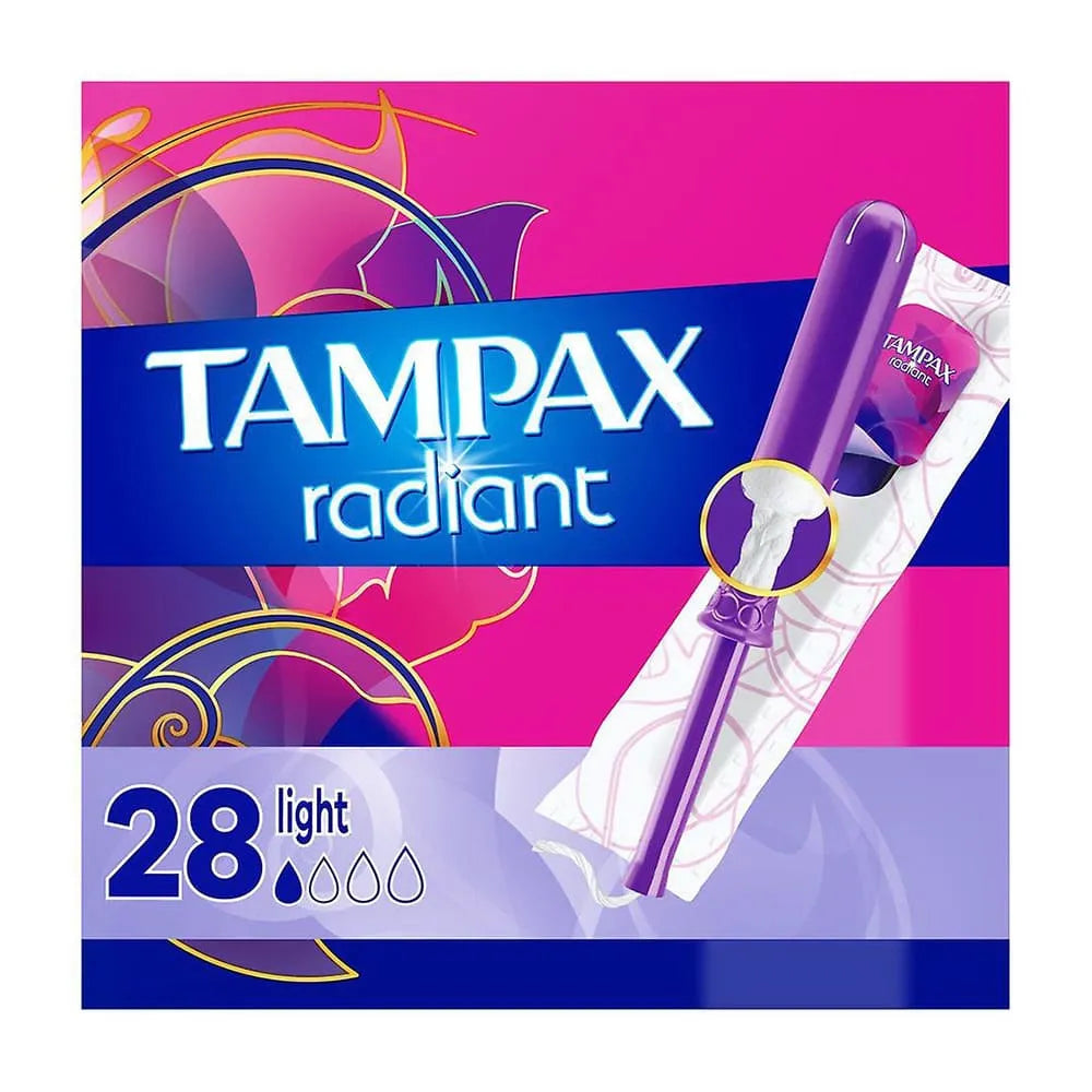 Tampax Radiant Tampons Light Absorbency Unscented 9.07Oz (Pack of 6)