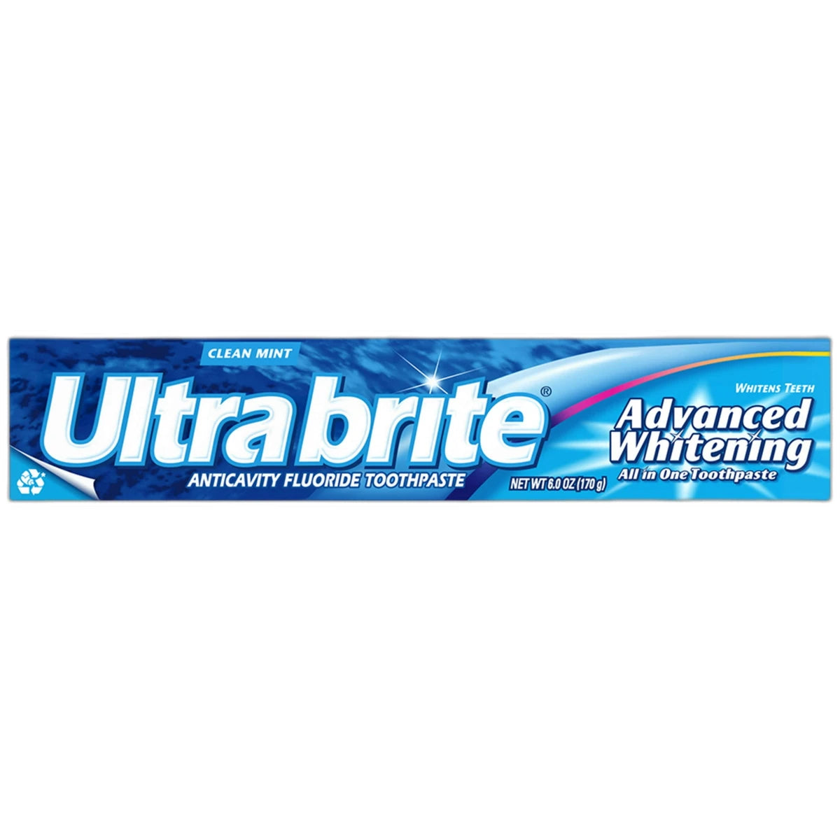 Ultra Brite Advanced Whitening Fluoride Toothpaste Clean Mint 6Oz (Pack of 24)