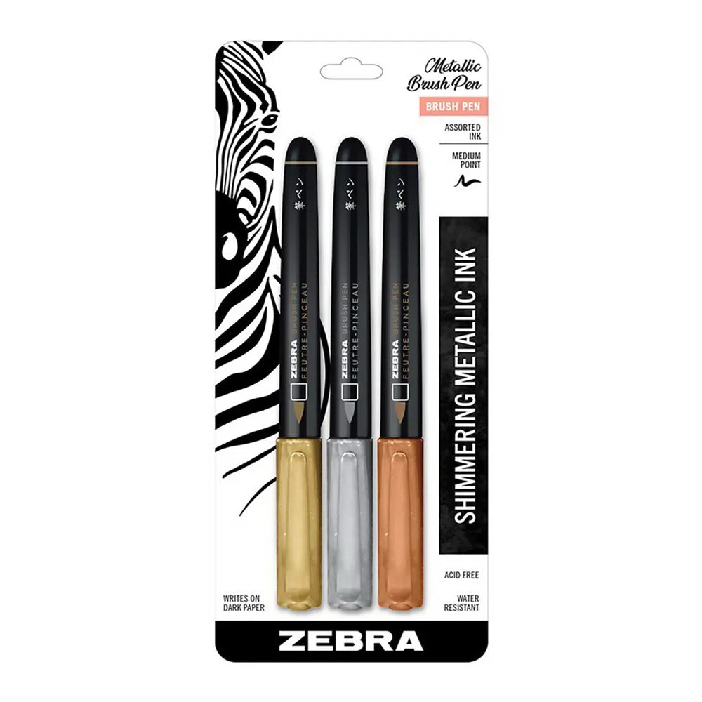 Zebra Metallic Brush Pen Set 0.64Oz (Pack of 48)
