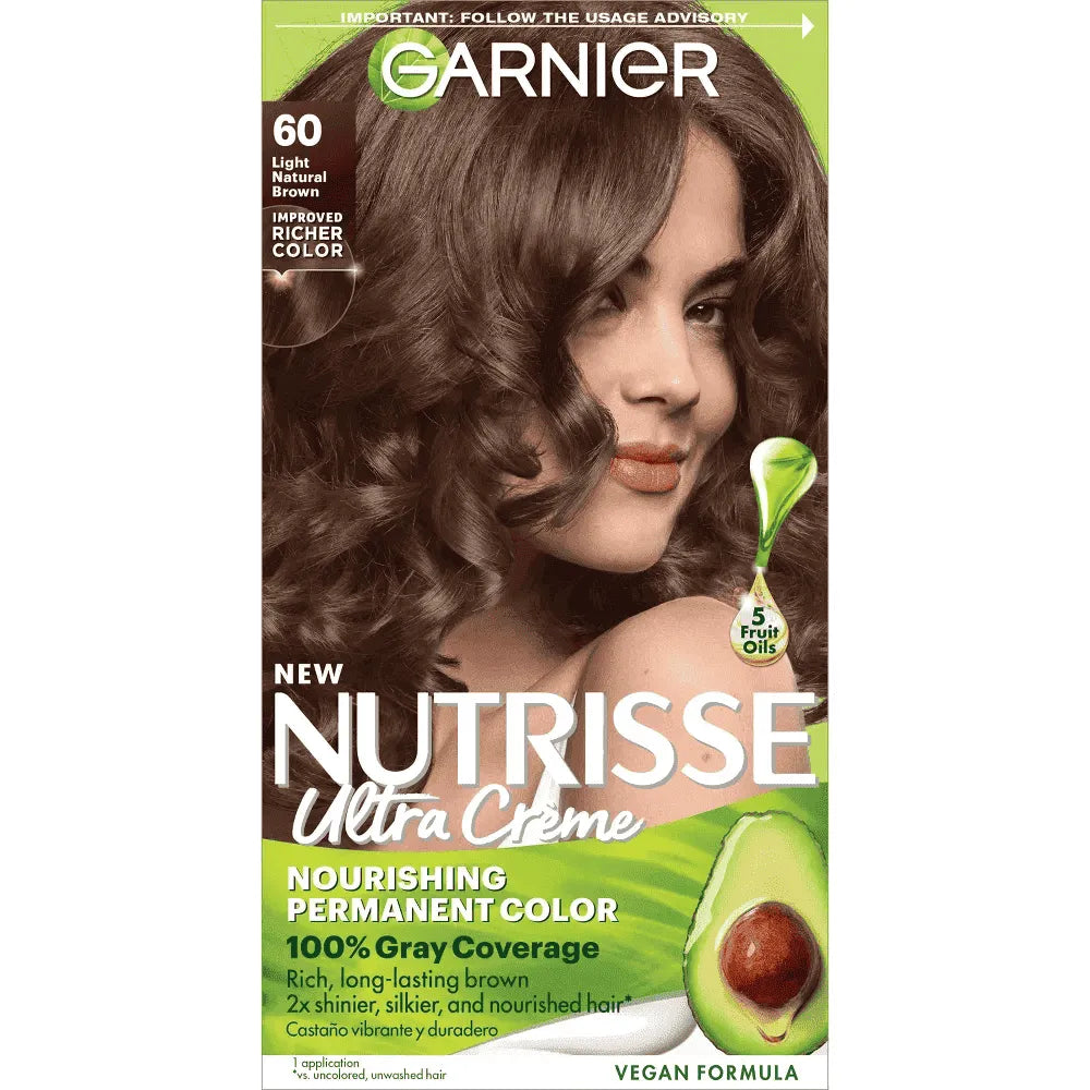 Garnier Nutrisse Acorn Natural Brown Permanent Nourishing Hair Color Creme 60 7.71Oz (Pack of 12)