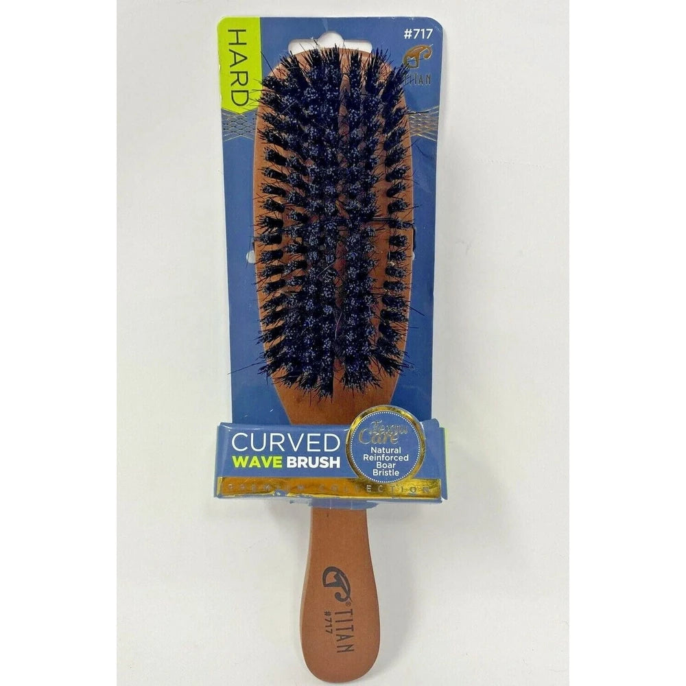 Titan Hard Curved Wave Brush Wood Natural Reinforced Boar Bristles #717 nan (Pack of 24)