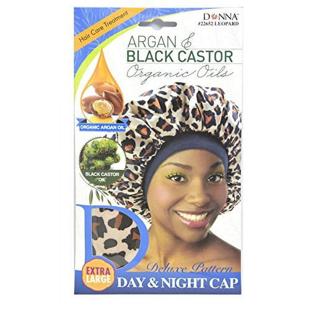 Donna Premium Deluxe Pattern Day and Night Cap Argan & Black Castor Oil Hair Car nan (Pack of 48)