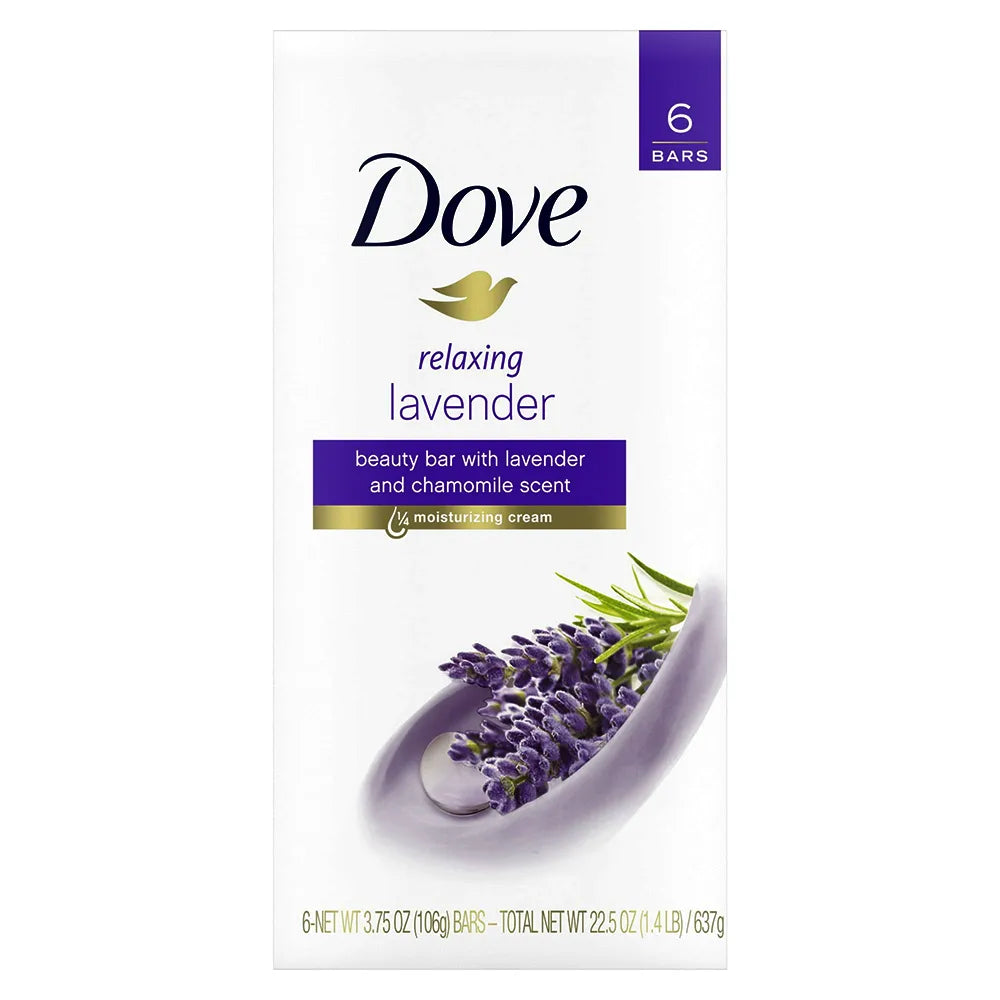 Dove Relaxing Lavender Beauty Bar with Lavender and Chamomile Scent 6 Ea 3.75Oz (Pack of 12)