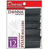 Donna Foam Rollers Medium Black  12 Count nan (Pack of 72)