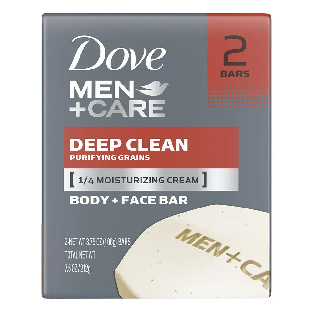 Dove Men Plus Care Deep Clean Body And Face Bar 2 Ea 3.75Oz (Pack of 24)