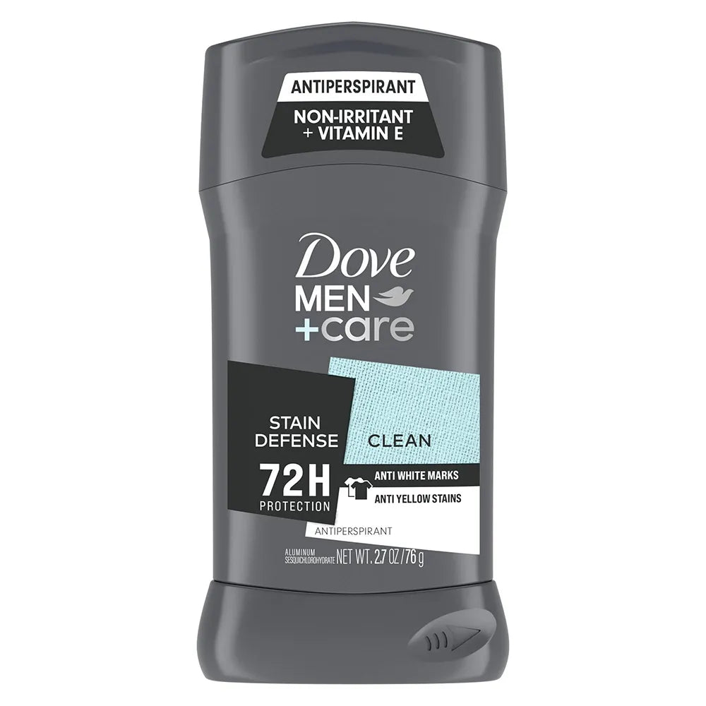 Dove Men Plus Care Stain Defense Antiperspirant Deodorant Stick Clean 2.7Oz (Pack of 12)