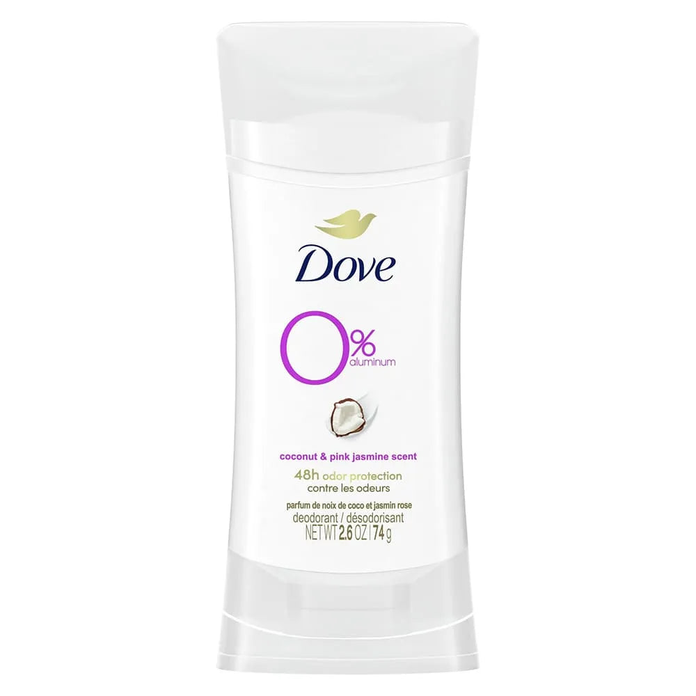 Dove Beauty 0% Aluminum Deodorant Stick Coconut And Pink Jasmine 2.6Oz (Pack of 12)