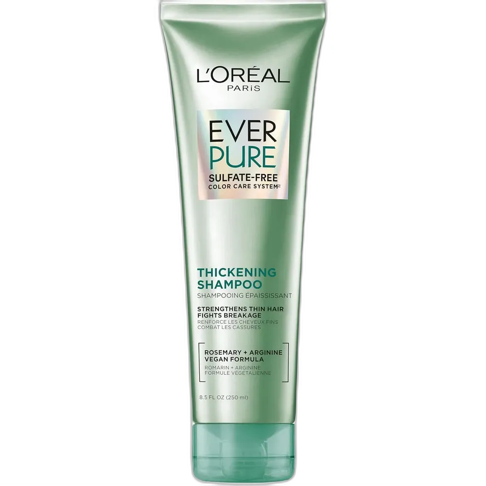 L'Oreal Paris Sulfate Free Thickening Shampoo for Fortifying Fine Hair EverPure 8.5 fl oz (Pack of 6)