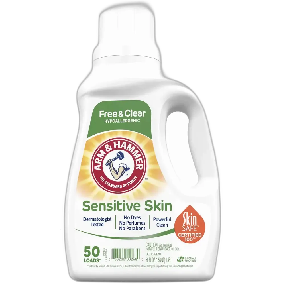 Arm &amp; Hammer Sensitive Skin Free &amp; Clear Liquid Laundry Detergent 50 oz (Pack of 8)