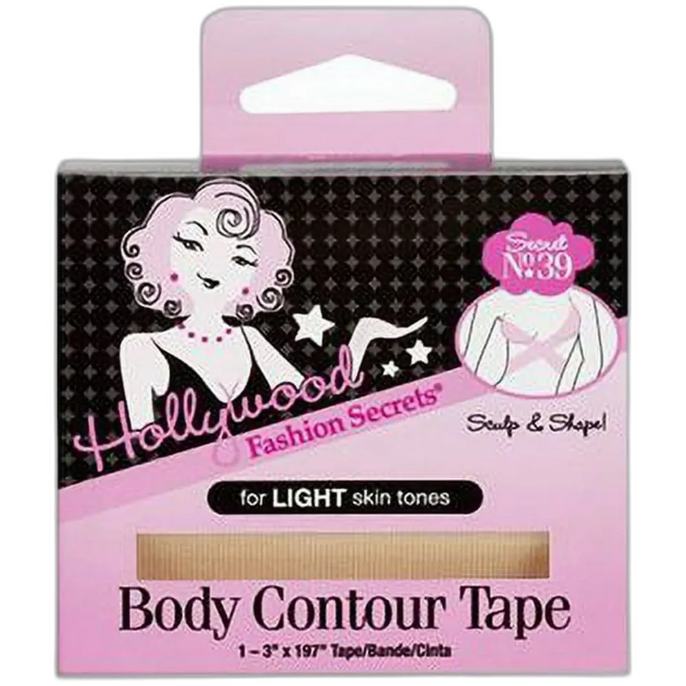 HOLLOYWOOD FASHION SECRETS BODY CONTOUR TAPE, LIGHT (Pack of 12)