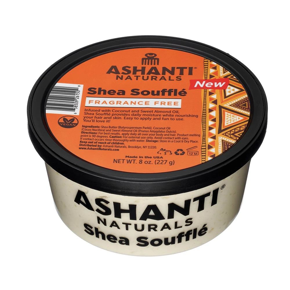 Ashanti Naturals Shea Souffle - Whipped Shea Butter Cream with Coconut and Almon 8 Oz (Pack of 6)