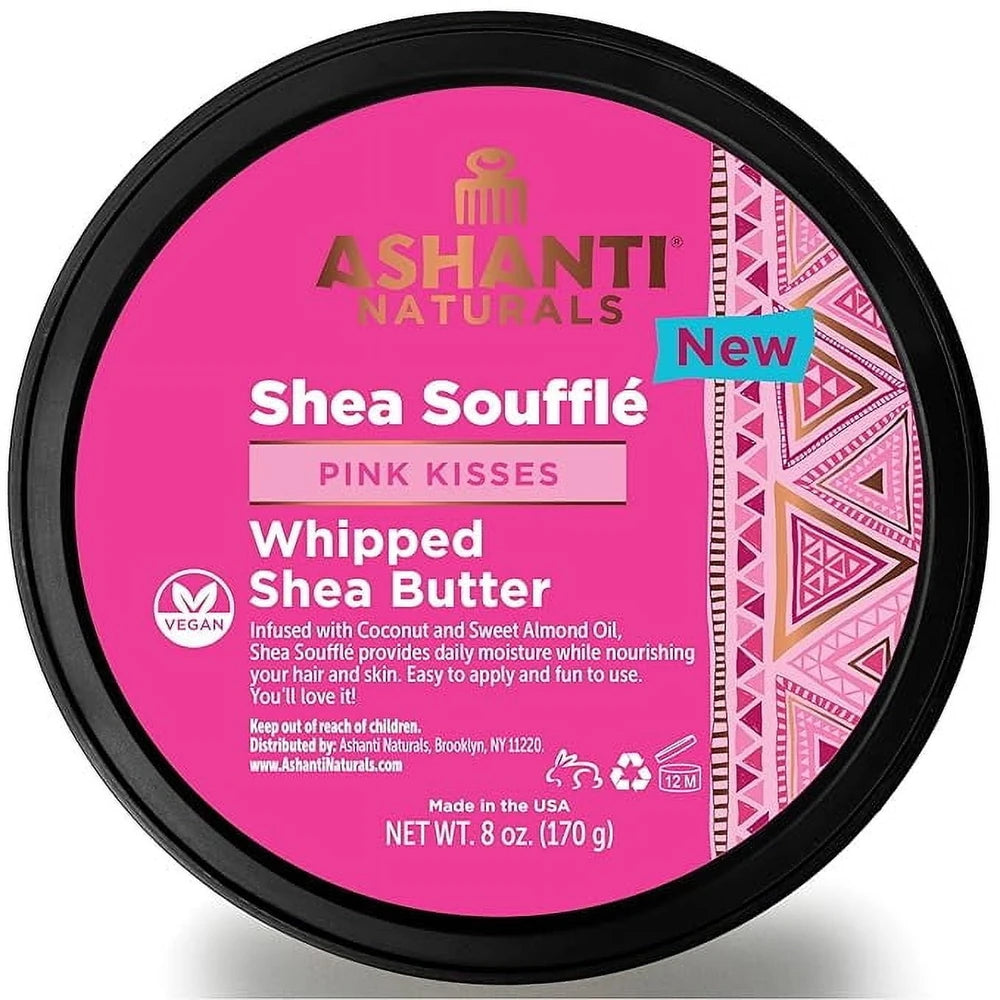 Ashanti Naturals Shea Souffle Whipped Shea Butter Cream Pink Kisses with Coconut 8 Oz (Pack of 6)