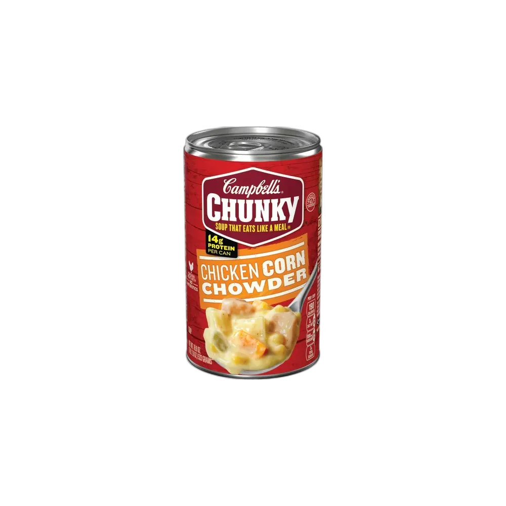 Campbell's Chunky Soup, Ready to Eat Chicken Corn Chowder Soup, 18.8 oz (Pack of 12)