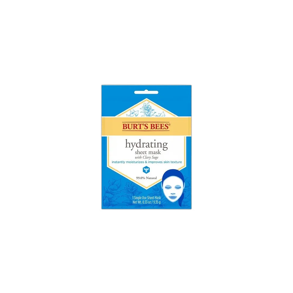 Burt'S Bees Hydrating Face Mask, Single Use Sheet Mask, 1 Ct 0.33Oz (Pack Of 48)