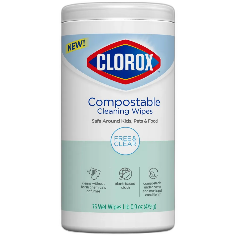 Clorox Wipes Free & Clear 75 Count 5.39oz (Pack of 6)