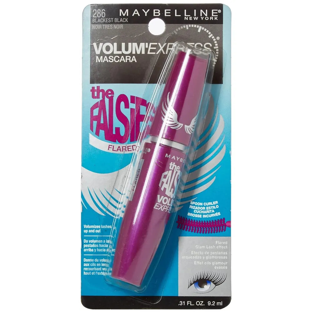 Maybelline The Falsies Volume Express Waterproof Flared Eye Mascara Blackest Black 1.04oz (Pack of 72)