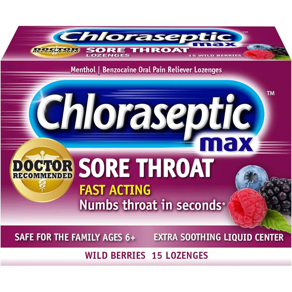 Chloraseptic Max Strength Sore Throat Relief Lozenges Wild Berries 15 ea 3oz (Pack of 36)