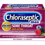 Chloraseptic Max Strength Sore Throat Relief Lozenges Wild Berries 15 ea 3oz (Pack of 36)
