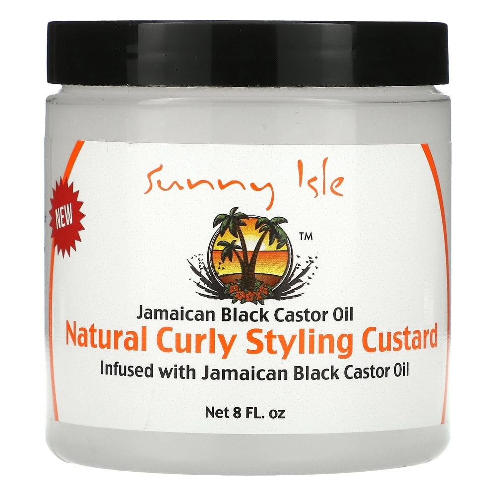 Sunny Isle Jamaican Black Castor Oil,  Natural Curly Styling Custard 8 Fl. Oz (Pack of 6)