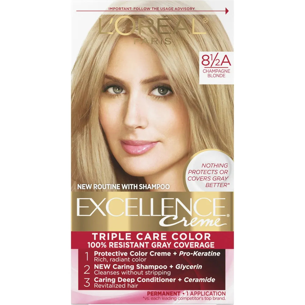 Loreal Excellence Triple Protection Hair Color Creme 8.5A Champagne Blond 10.4oz (Pack of 12)