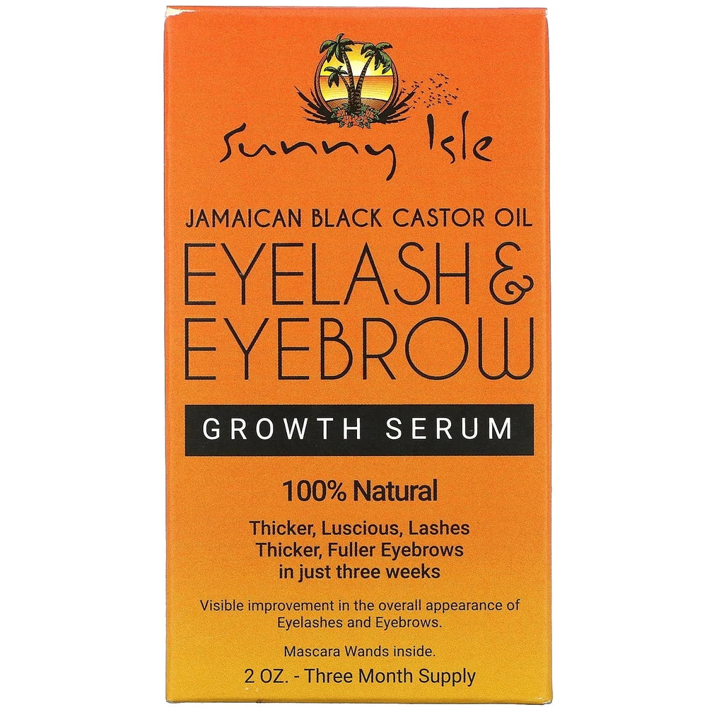 Sunny Isle Jamaican Black Castor Oil Eyelash & Eyebrow Growth Serum 2 Oz (Pack of 6)