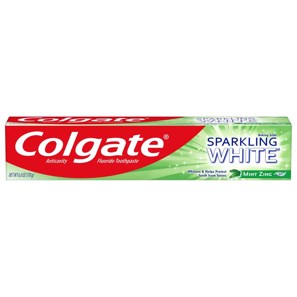 Colgate Sparkling White Fluoride Toothpaste With Baking Soda Mint Zing 6Oz (Pack of 24)