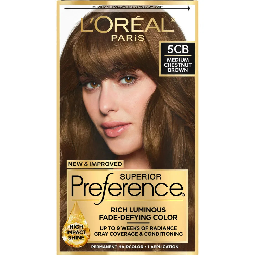 Loreal Paris Superior Preference Luminous Fade Defying Color 5Cb Medium Chestnut Brown 8Oz (Pack Of 12)